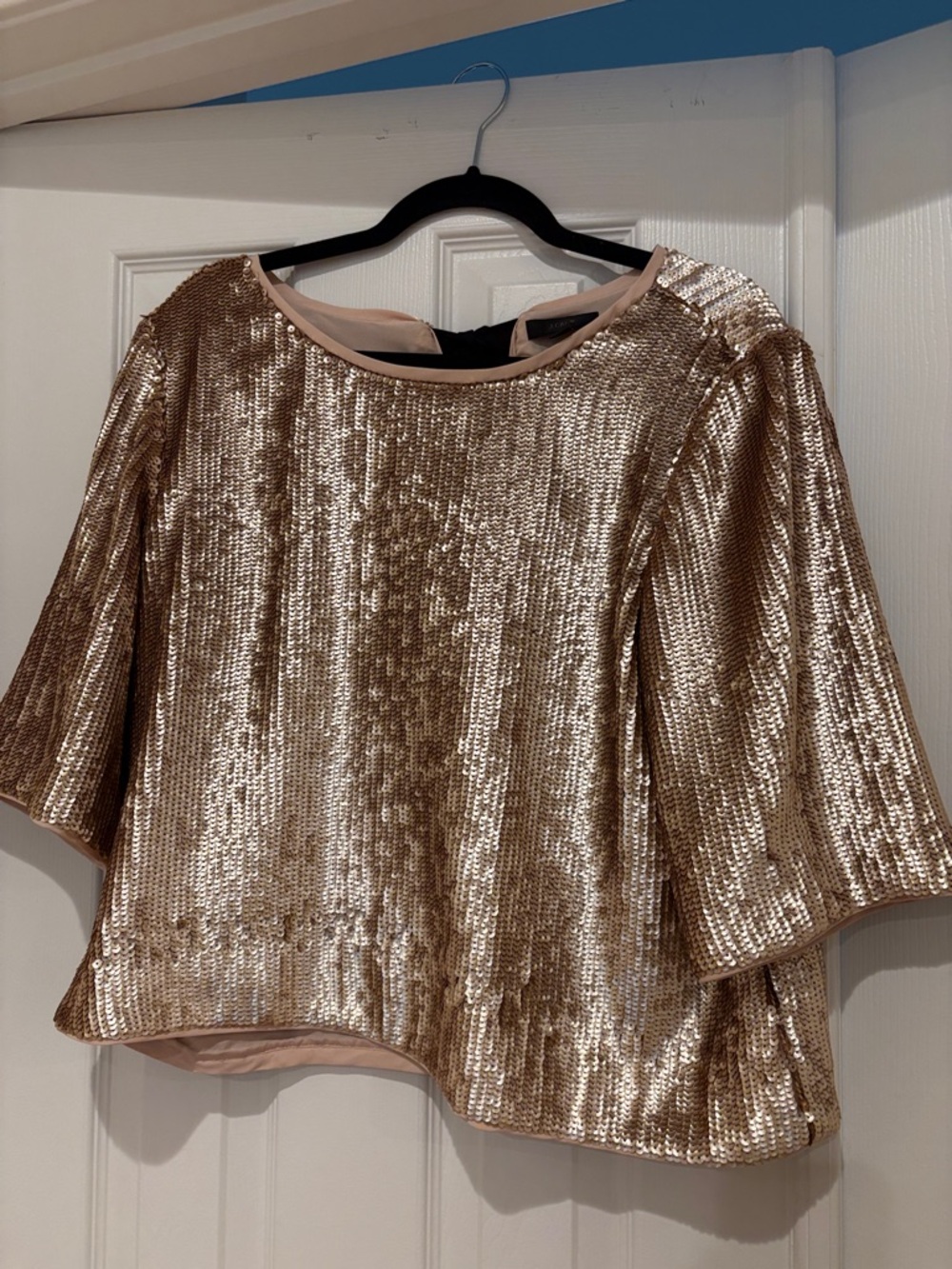 J. Crew Metallic Sequin Gold Blouse